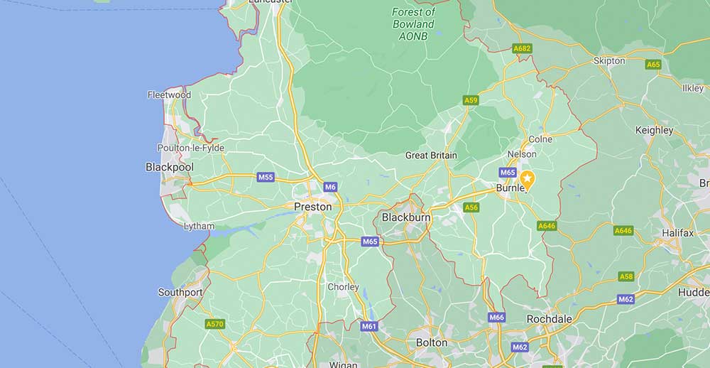 Coverage Map For TV Aerial Installations in Lancashire
