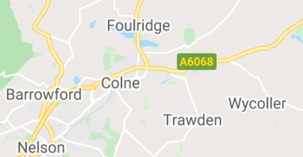 Coverage Map for Aerial Services in Colne
